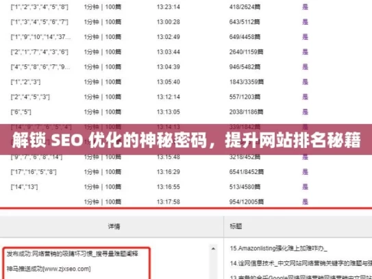 解锁 SEO 优化的神秘密码，提升网站排名秘籍