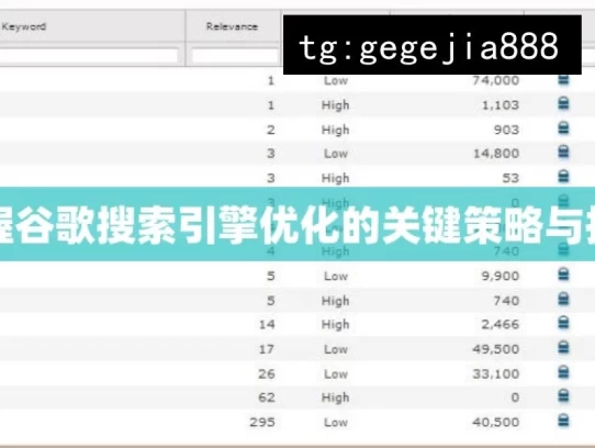 掌握谷歌搜索引擎优化的关键策略与技巧，掌握谷歌SEO关键